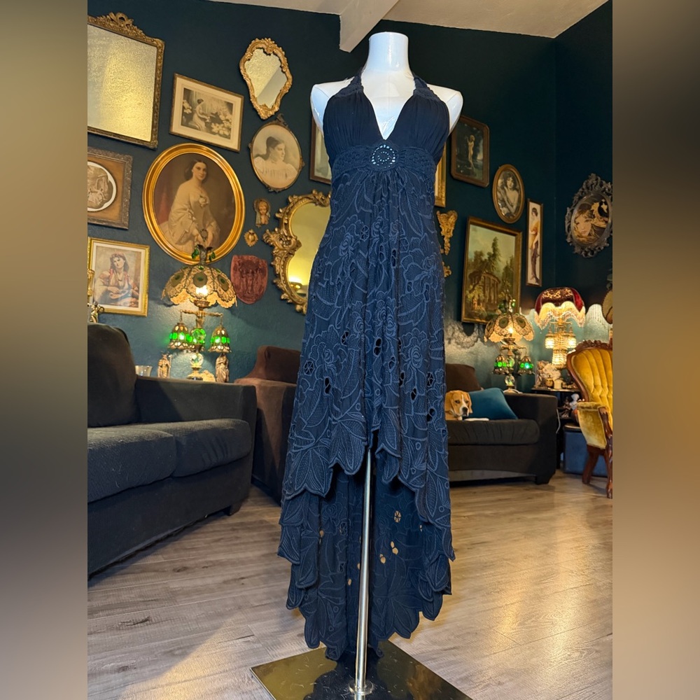 SKY Black Lace Halter High-Low Dress – Medium – Boho Witchy Y2K Vibes - Picture 11 of 11
